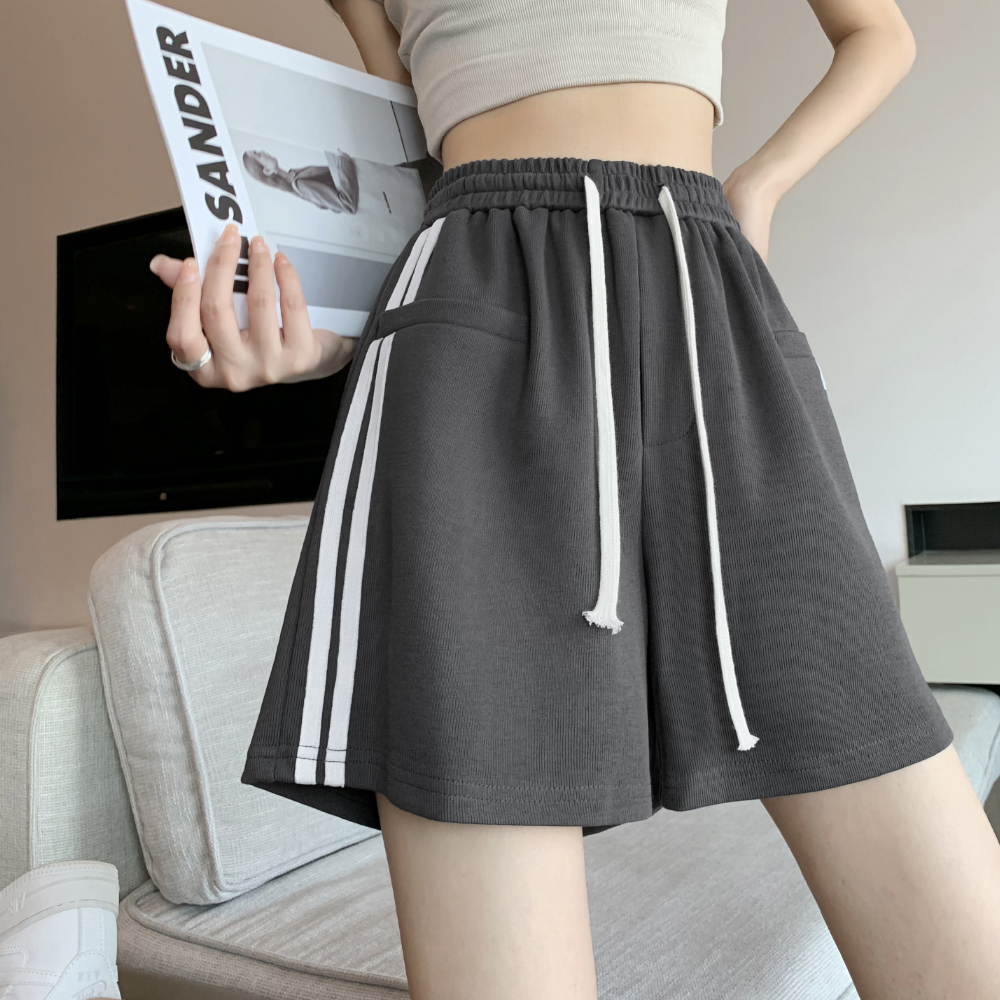 Real shot sports shorts for women summer 2024 new outer wear large size high waist loose casual quarter pants running thin