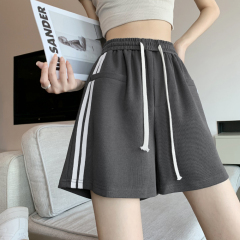 Real shot sports shorts for women summer 2024 new outer wear large size high waist loose casual quarter pants running thin