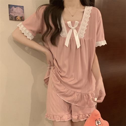 Actual shot of new summer sweet home wear pajamas two-piece suit for women