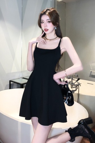  new design pure lust dress feminine suspender skirt high-end slim little black dress