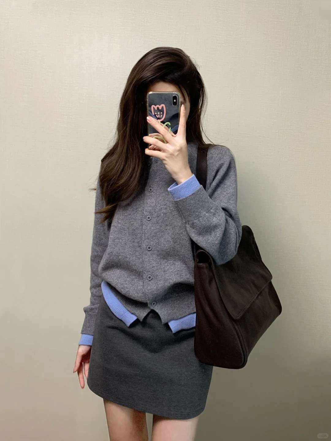 Korean style hiphop gray soft waxy sweater for women spring and autumn high-end temperament casual versatile button cardigan jacket