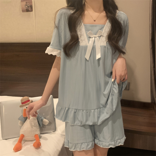 Actual shot of new summer sweet home wear pajamas two-piece suit for women