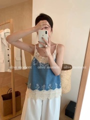 洋氣時髦簡約百搭網紅馬甲背心女夏季韓系輕熟風褶皺花邊圓領襯衫