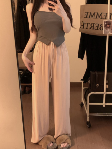 Real shots and real prices ~ Ice silk wide-leg pants  summer new style cool pants with drapey straight casual pants