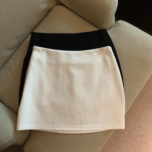 Real shot Summer hip-covering A-line skirt slimming elastic skirt