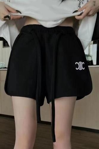YS春夏新款刺绣飘带百搭显瘦个性设计感2024重工阔腿裤短裤休闲裤