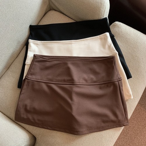 Real shot of Good Morning Fanfan wide waist side slit yoga skirt anti-exposure design sports skirt