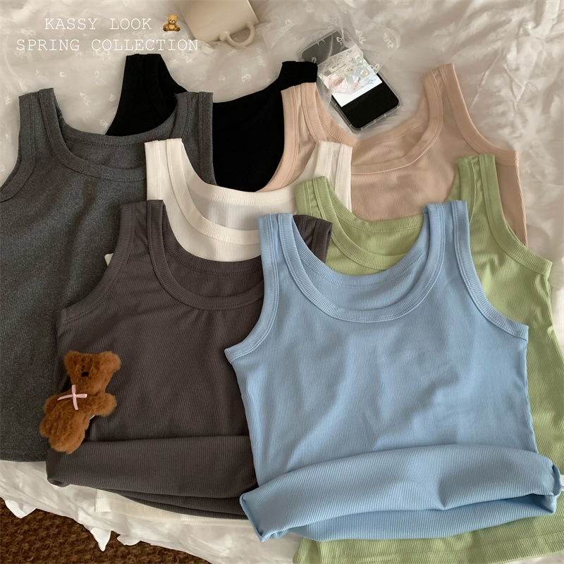 Actual shot ~ Large size MM simple and versatile vest that covers the breasts and slims the top for women in 7 colors and 5 sizes
