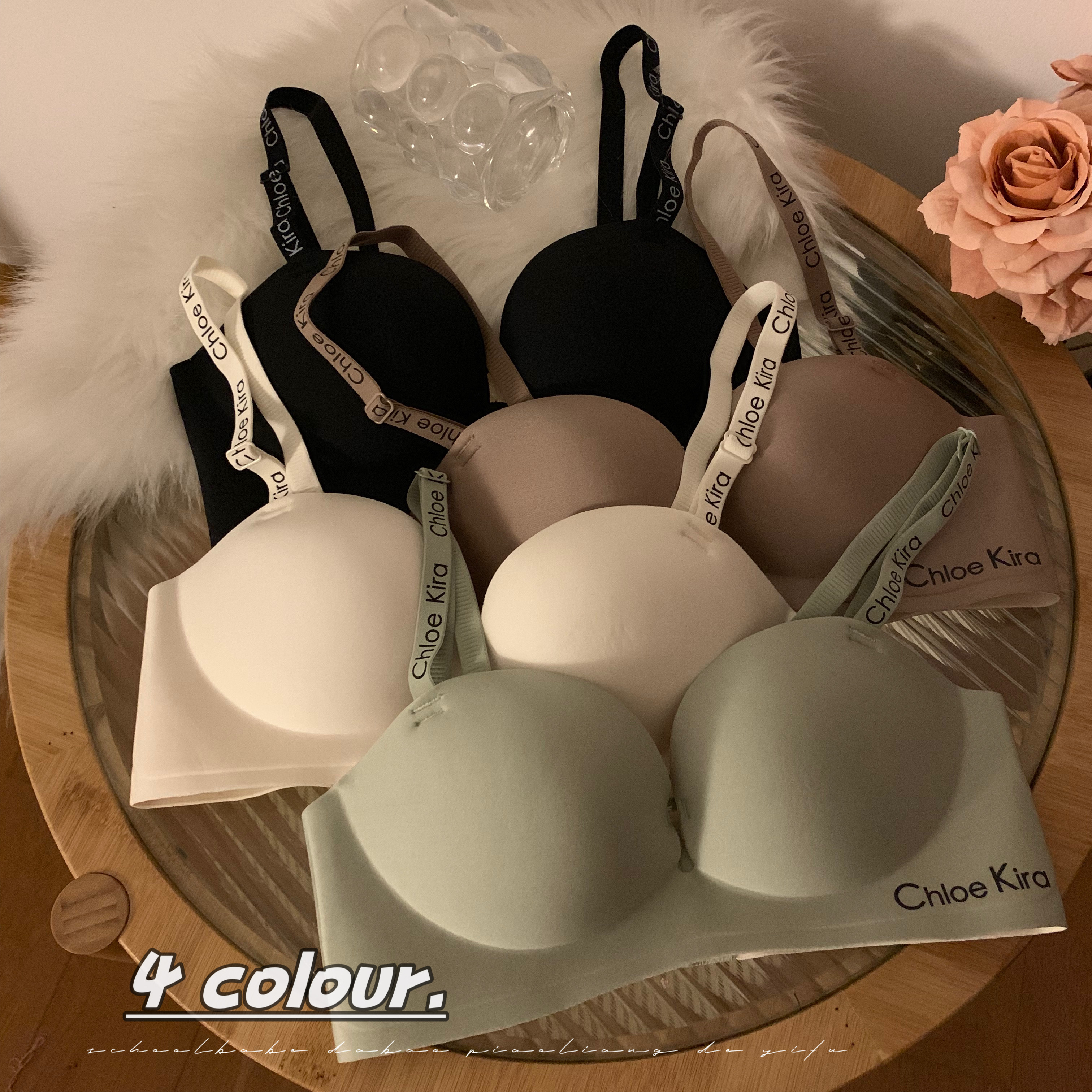 Actual shot of Japanese sexy, simple and versatile push-up bra without rims for girls, breast-retracting underwear