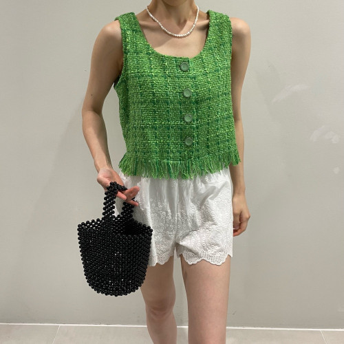 Size update Korean ins summer tassel tweed vest