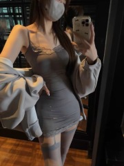 IN MIMIFACE 純欲蕾絲收腰包臀吊帶裙2024春季性感緊身內搭短裙女