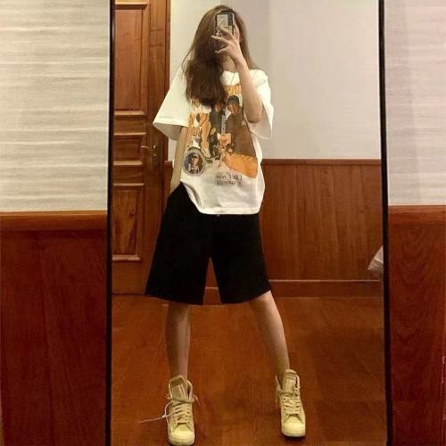 200 Jin Large Size Casual Sports Suit Women's Summer New Internet Celebrity Street Short Sleeve Shorts Two-piece Set