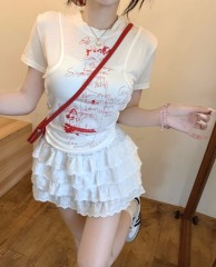 實拍~甜辣軟糯趣味tee印花T恤修身打底上衣