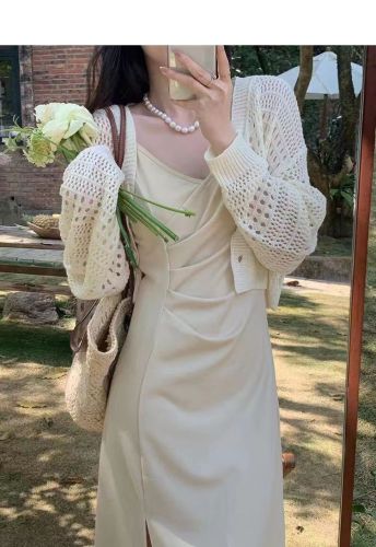 sunshine女装2024春季新款韩版气质百搭时尚显瘦镂空防晒针织开衫