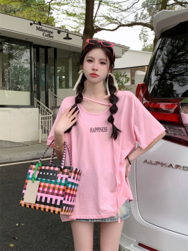 Actual shot~New candy color front and back printed loose T-shirt