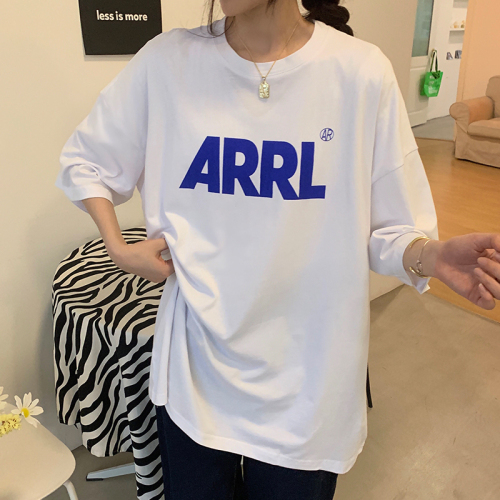 Real shot of pure cotton simple letter T-shirt women's short-sleeved trendy design niche 2024 summer ins Korean version trend