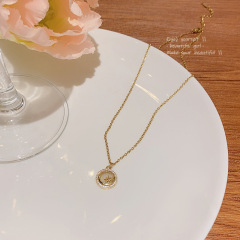 Light luxury niche high-end cat's eye titanium steel necklace ins trendy versatile temperament star pendant clavicle chain necklace
