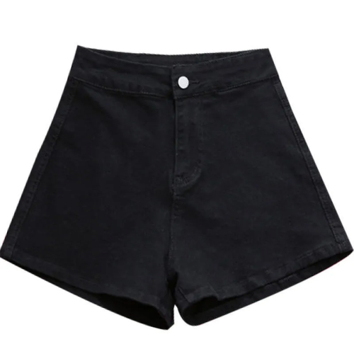 High-waisted black jeans, super shorts, women's summer hot girl A-line pants, thin, tight, stretchy, slim-fitting butt-covering hot pants
