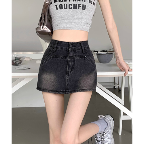 American Hot Girl High Waist Denim Skirt Women's Summer New Loose Slimming A-Line Anti-Exposed Hip Cover Short Skirt
