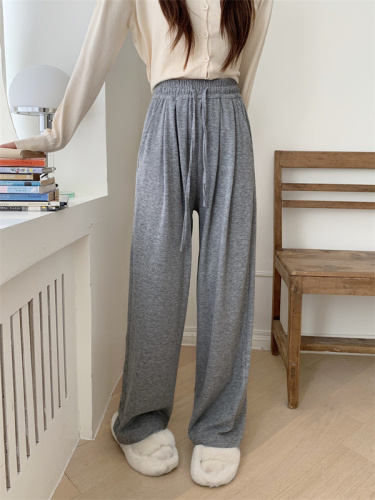 Actual shot of glutinous rice wide-leg pants, new spring and summer loose straight-leg drape, lazy sports casual pants for women, trendy