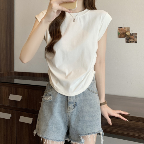 2024 Summer Feifei Sleeve Waist Short Sleeve T-Shirt Women's Tops