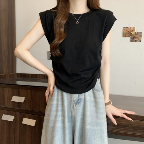 2024 Summer Feifei Sleeve Waist Short Sleeve T-Shirt Women's Tops