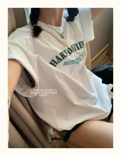 Korean chic summer new round neck letter loose and versatile short-sleeved T-shirt tops for women