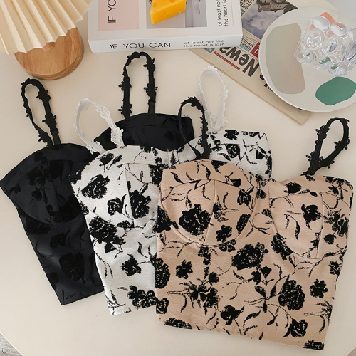 Real shots, sweet and spicy spring and summer inner small camisole printed outer wear with breast pads pure lust tube top for women