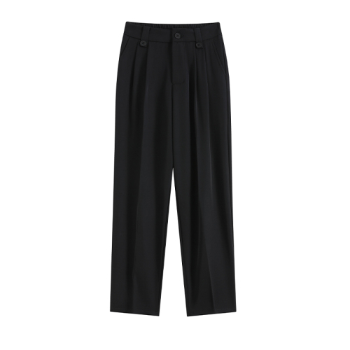 7268 real shot~Large size women's nine-point suit pants women's high-waisted straight loose loose crotch-covering cigarette pants