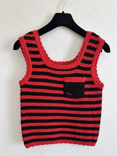 French retro striped knitted camisole women's summer outer wear hot girl short sleeveless top