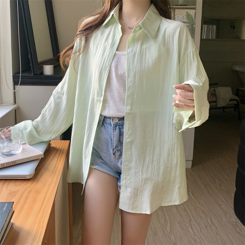 White sun protection clothing for women in autumn new long-sleeved casual shirt loose drape shirt thin cardigan