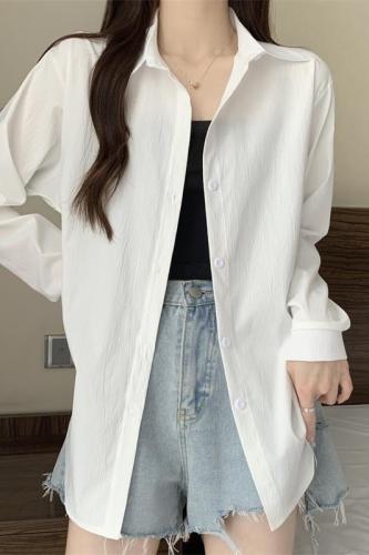 Real photos and real prices. Gentle style shirt for women. Korean style niche design white long-sleeved shirt top jacket.