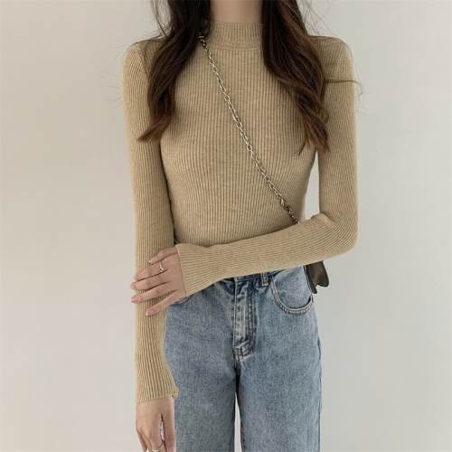 Autumn and winter new style half turtleneck slim fit inner shirt fashionable long-sleeved sweater bottoming shirt