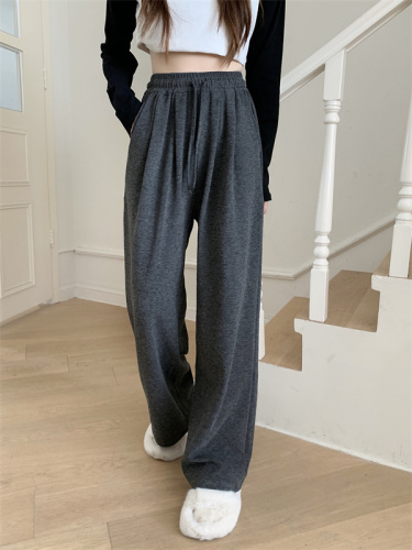 Actual shot of glutinous rice wide-leg pants, new spring and summer loose straight-leg drape, lazy sports casual pants for women, trendy