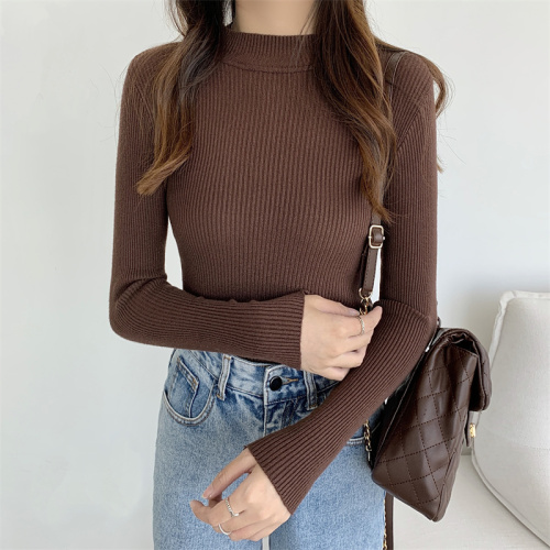 Autumn and winter new style half turtleneck slim fit inner shirt fashionable long-sleeved sweater bottoming shirt