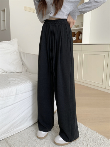 Actual shot of glutinous rice wide-leg pants, new spring and summer loose straight-leg drape, lazy sports casual pants for women, trendy