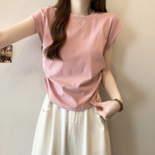 2024 Summer Feifei Sleeve Waist Short Sleeve T-Shirt Women's Tops