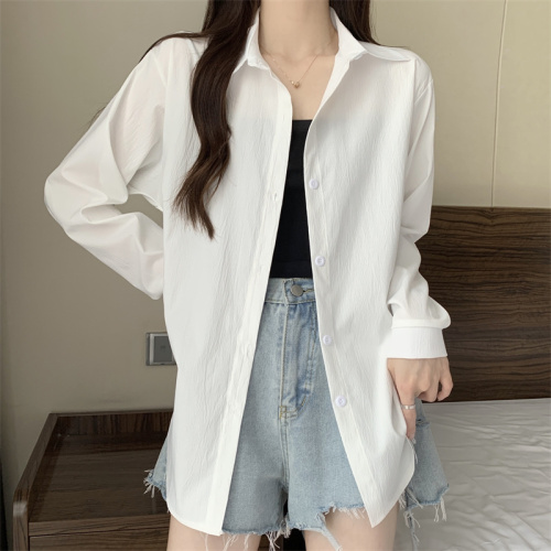 Real photos and real prices. Gentle style shirt for women. Korean style niche design white long-sleeved shirt top jacket.
