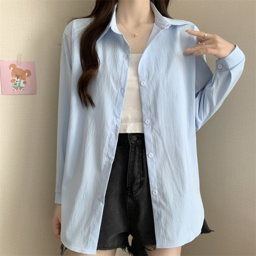 Real photos and real prices. Gentle style shirt for women. Korean style niche design white long-sleeved shirt top jacket.