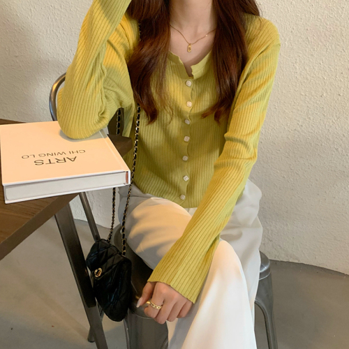 Real shot, real price, spring and summer Korean version, versatile temperament, ice silk knitted cardigan, slim long-sleeved jacket for women