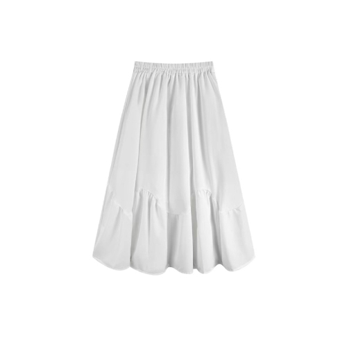 夏季2024新款白色半身裙女简约宽松型纯色中腰