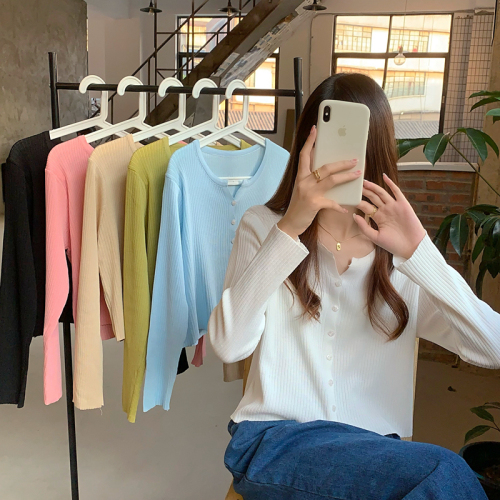 Real shot, real price, spring and summer Korean version, versatile temperament, ice silk knitted cardigan, slim long-sleeved jacket for women