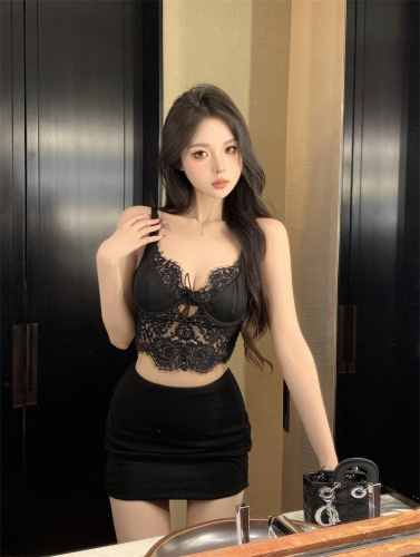 Real shot ~ Design hot girl lace camisole female summer pure desire sexy top wear bottoming shirt