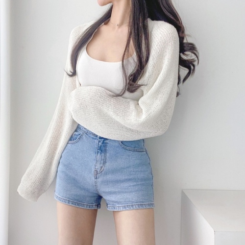 Real shot protection~Korean chic large size loose lazy knitted cardigan bat sleeves gentle wind sun protection shawl top