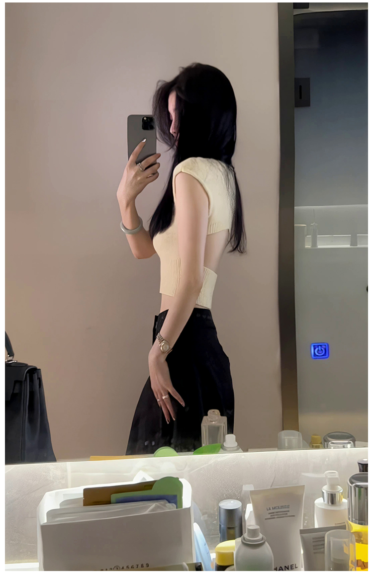 韓式時尚性感辣妹短款上衣女2024夏季新款小眾設計感露腰修身背心