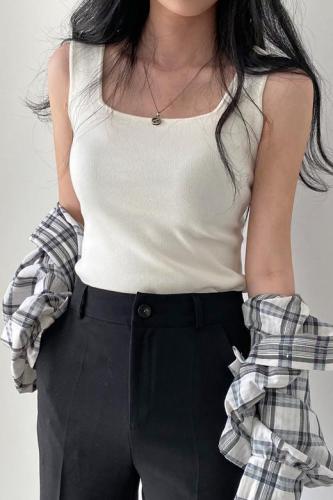 Real price Korean versatile knitted camisole short slim fit inner sleeveless top for women