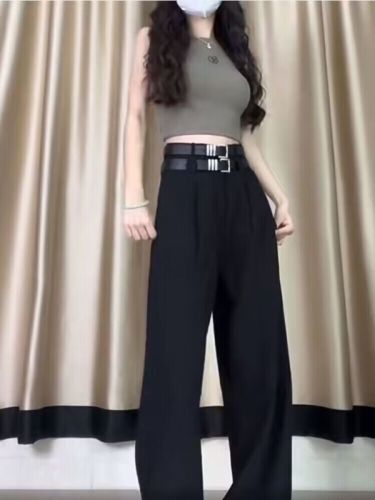 Summer clothes are paired with a set of slim hot girls' pure lust chic tops, sweet and spicy street fashion Hong Kong style two-piece suit pants