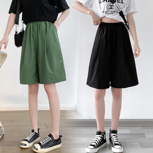 Real shot of European station spring and summer trendy Tencel washed women's pants wide-leg pants culottes loose tight waist lace-up pants