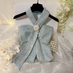 Shot one-shoulder French Chanel-style strapless backless top for women, pure desire sweet and spicy tea party lingerie