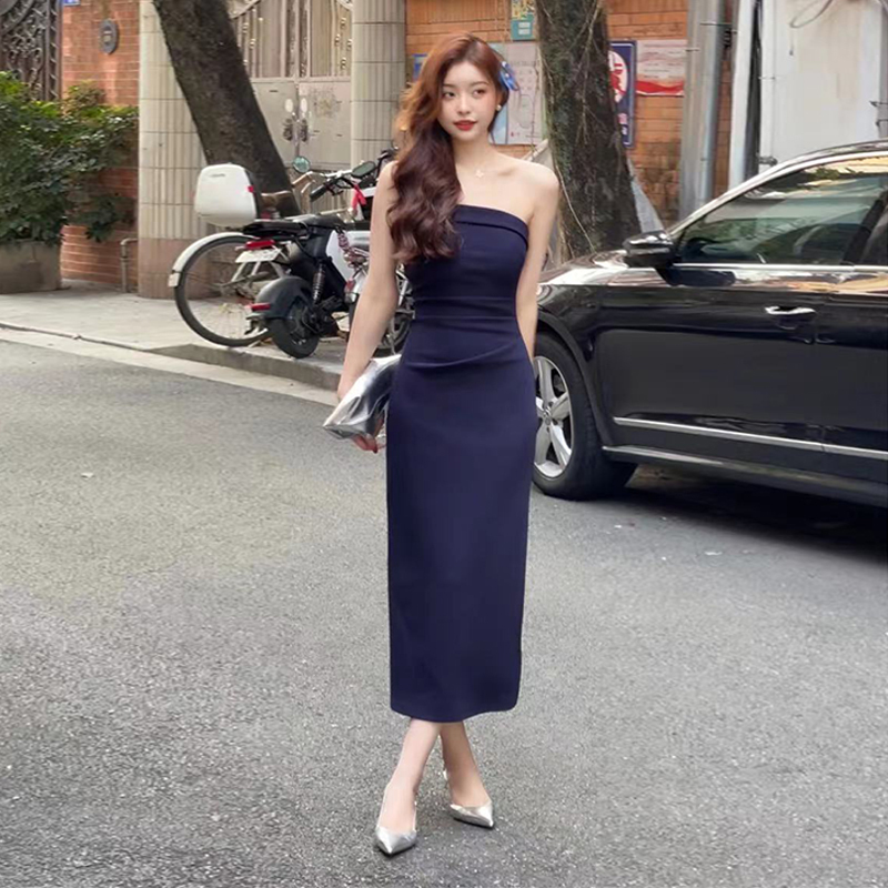 法式氣質白色修身顯瘦抹胸連衣裙子女夏季2024初春新款包臀裙短裙